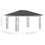 Pavillon mit Moskitonetz 4x3x2,73 m Anthrazit 180 g/m²