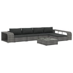 8-tlg. Garten-Lounge-Set mit Auflagen Poly Rattan Grau