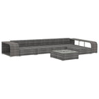 8-tlg. Garten-Lounge-Set mit Auflagen Poly Rattan Grau