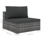 8-tlg. Garten-Lounge-Set mit Auflagen Poly Rattan Grau