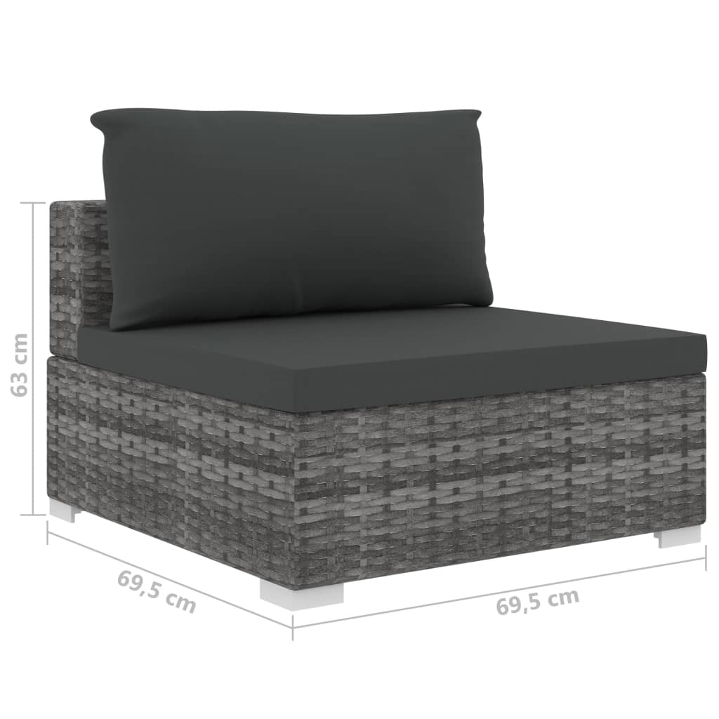 8-tlg. Garten-Lounge-Set mit Auflagen Poly Rattan Grau