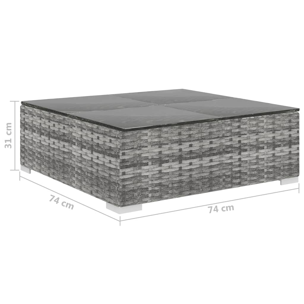 8-tlg. Garten-Lounge-Set mit Auflagen Poly Rattan Grau