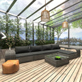 8-tlg. Garten-Lounge-Set mit Auflagen Poly Rattan Grau