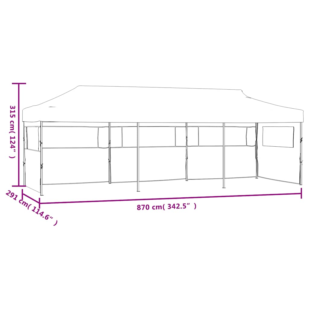 Pop-Up Partyzelt Faltbar mit 5 Seitenwänden 3x9 m Weiß