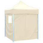 Profi-Partyzelt Faltbar mit 4 Seitenwänden 2×2m Stahl Creme