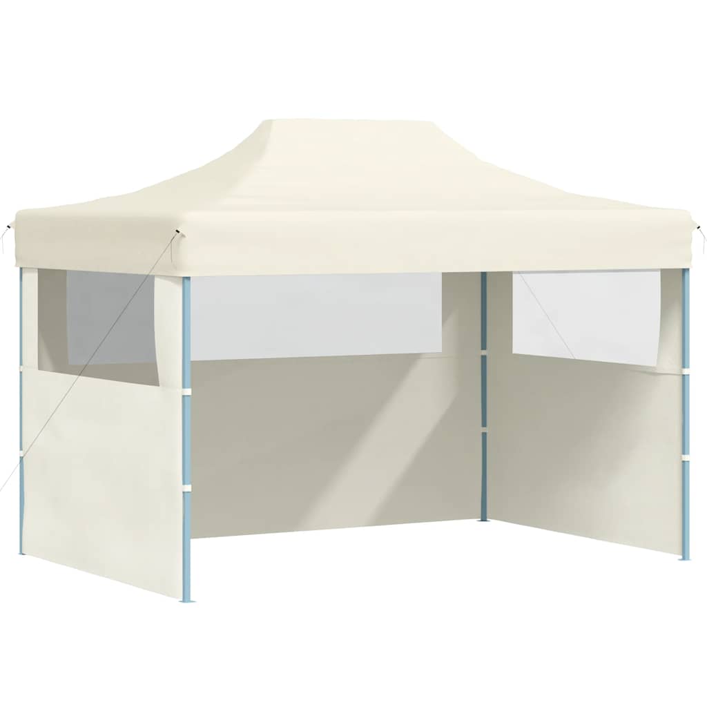 Profi-Partyzelt Faltbar mit 3 Seitenwänden 3×4m Stahl Creme