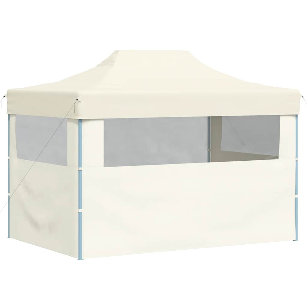 Profi-Partyzelt Faltbar mit 3 Seitenwänden 3×4m Stahl Creme