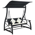 Hollywoodschaukel 3-Sitzer mit Dach Poly Rattan Schwarz