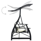 Hollywoodschaukel 3-Sitzer mit Dach Poly Rattan Schwarz