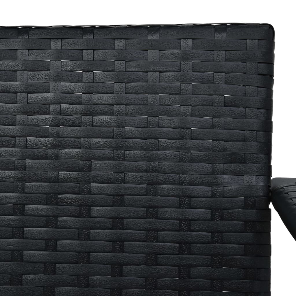 Hollywoodschaukel 3-Sitzer mit Dach Poly Rattan Schwarz