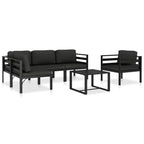 6-tlg. Garten-Lounge-Set mit Kissen Aluminium Anthrazit