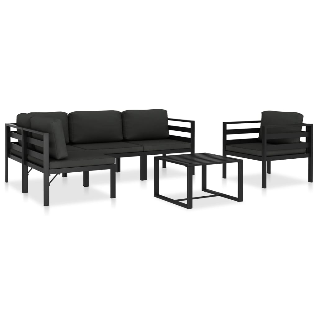 6-tlg. Garten-Lounge-Set mit Kissen Aluminium Anthrazit