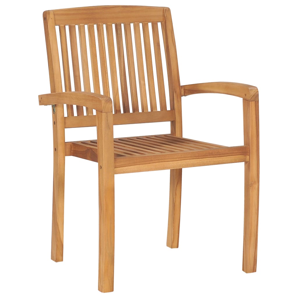 Garten-Essstühle 2 Stk. Stapelbar Teak Massivholz