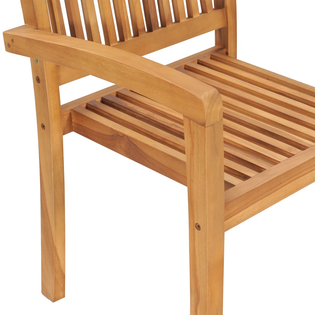 Garten-Essstühle 2 Stk. Stapelbar Teak Massivholz