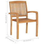Garten-Essstühle 2 Stk. Stapelbar Teak Massivholz