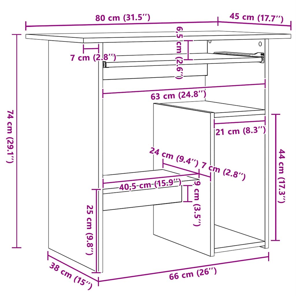 Schreibtisch Betongrau 80x45x74 cm Holzwerkstoff