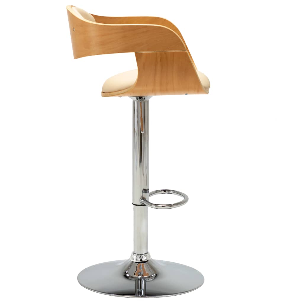 Barhocker 2 Stk. Creme Bugholz und Kunstleder