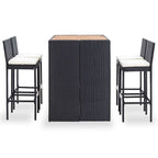 5-tlg. Garten-Bar-Set Poly Rattan und Akazienholz Schwarz