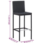 5-tlg. Garten-Bar-Set Poly Rattan und Akazienholz Schwarz