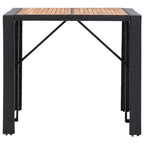 5-tlg. Garten-Bar-Set Poly Rattan und Akazienholz Schwarz