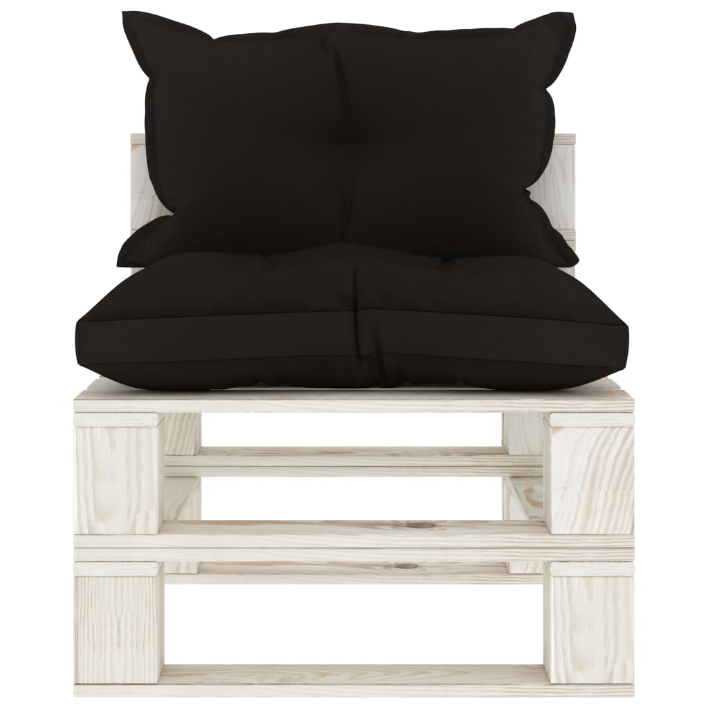 Garten-Paletten-Mittelsofa mit Kissen in Schwarz Holz