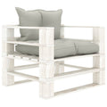 Garten-Palettensofa mit Kissen in Taupe Holz