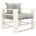 Garten-Palettensofa mit Kissen in Taupe Holz