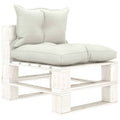 Garten-Paletten-Mittelsofa mit Kissen in Beige Holz