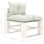 Garten-Paletten-Mittelsofa mit Kissen in Beige Holz