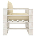 Garten-Palettensofa mit Kissen in Creme Holz