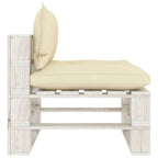 Garten-Paletten-Mittelsofa mit Kissen in Creme Holz