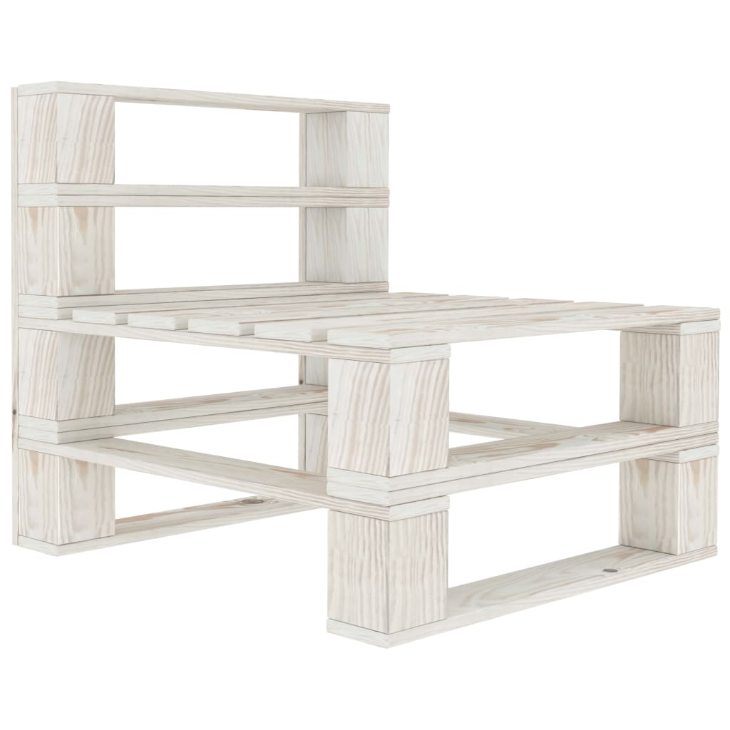 Garten-Paletten-Mittelsofa mit Kissen in Creme Holz