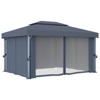 Pavillon mit Vorhang 4x3 m Anthrazit Aluminium