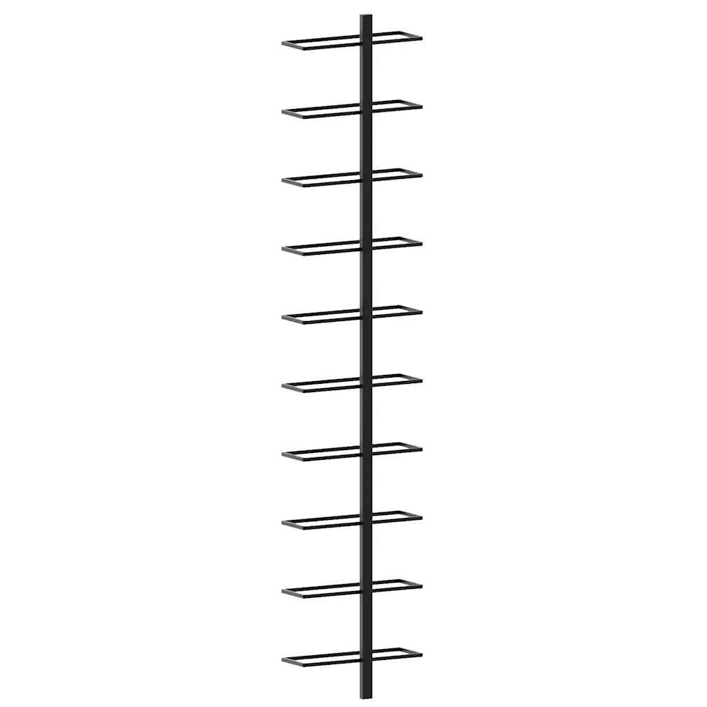 Wand-Weinregal für 10 Flaschen Schwarz Metall