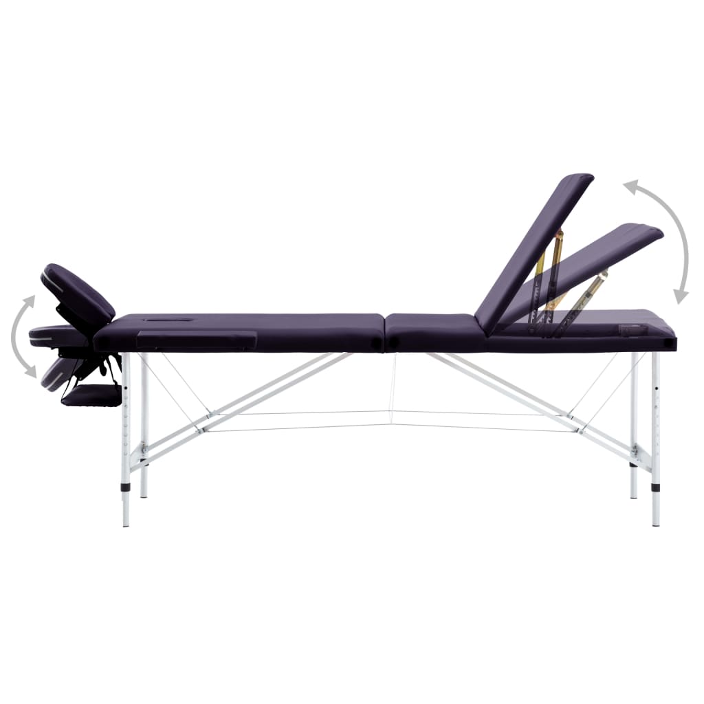 Massageliege Klappbar 3-Zonen mit Aluminiumgestell Lila