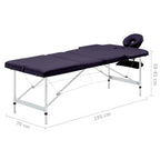 Massageliege Klappbar 3-Zonen mit Aluminiumgestell Lila