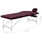 Massagetisch Klappbar 3 Zonen Aluminium Dunkellila