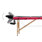 Massageliege Klappbar 4-Zonen mit Holzgestell Schwarz und Rosa