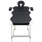 Massageliege Klappbar 2-Zonen Aluminiumgestell Schwarz und Weiß