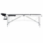 Massageliege Klappbar 3-Zonen Aluminiumgestell Schwarz und Weiß