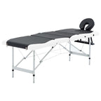 Massageliege Klappbar 4-Zonen Aluminiumgestell Schwarz und Weiß
