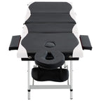 Massageliege Klappbar 4-Zonen Aluminiumgestell Schwarz und Weiß