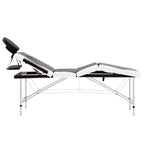 Massageliege Klappbar 4-Zonen Aluminiumgestell Schwarz und Weiß