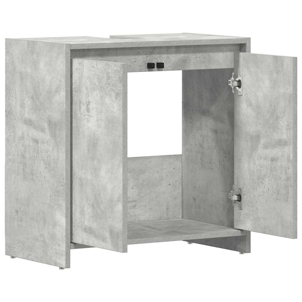 Badezimmerschrank Betongrau 60x33x61 cm Holzwerkstoff