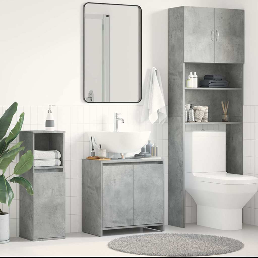 Badezimmerschrank Betongrau 60x33x61 cm Holzwerkstoff