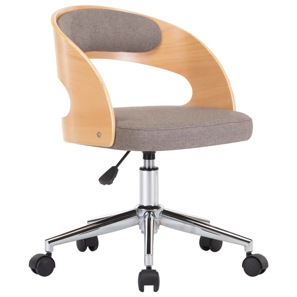 Drehbarer Bürostuhl Taupe Bugholz und Stoff