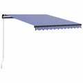 Einziehbare Markise Handbetrieben 350 x 250 cm Blau und Weiß
