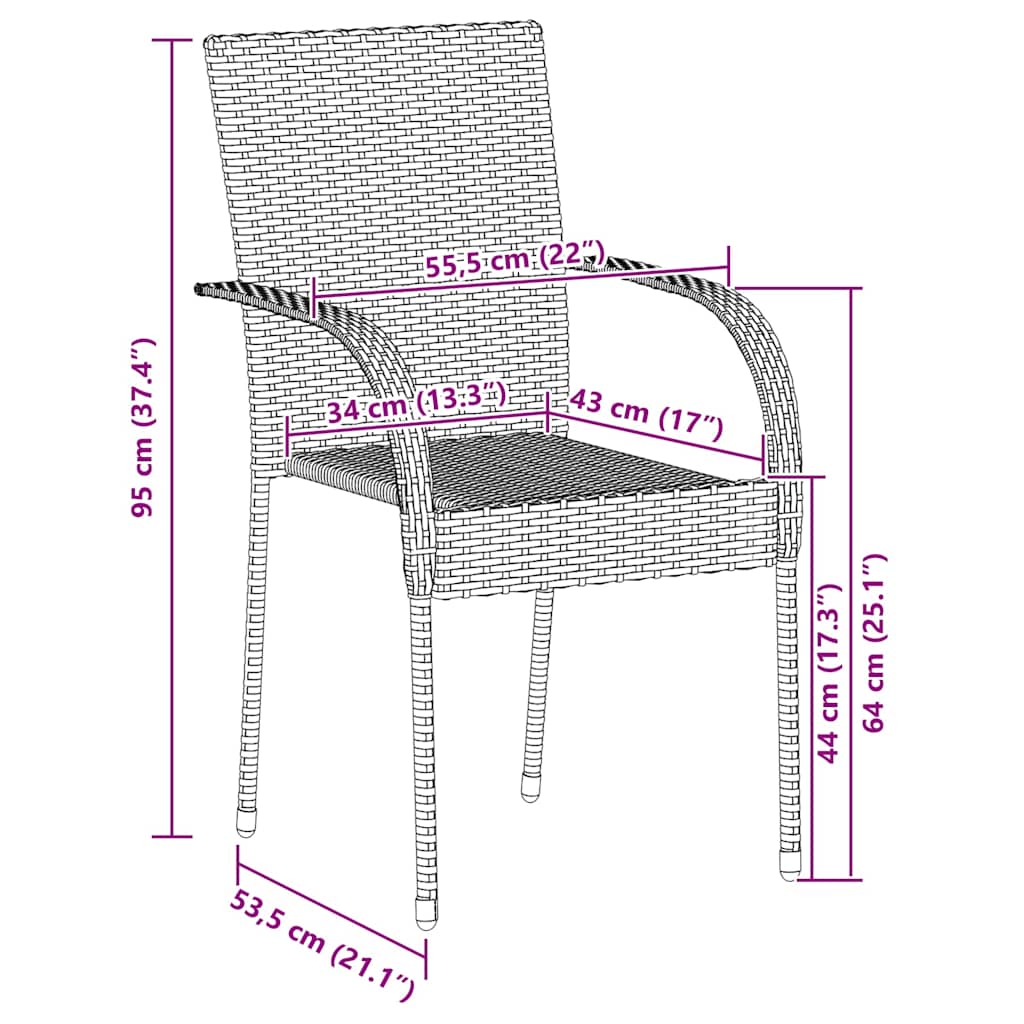 Gartenstühle Stapelbar 4 Stk. Grau Poly Rattan
