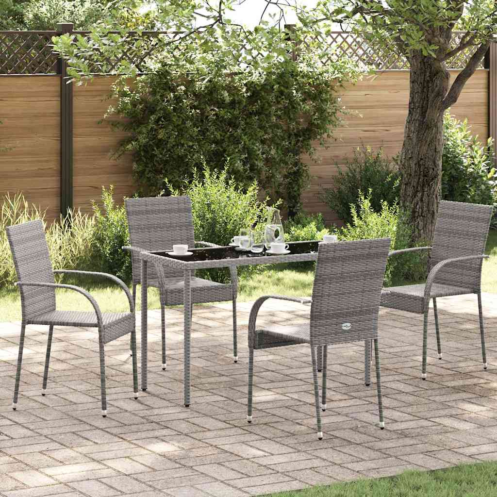 Gartenstühle Stapelbar 4 Stk. Grau Poly Rattan