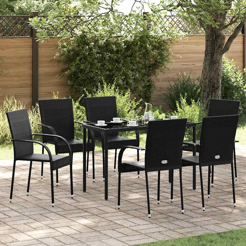 Stapelbare Gartenstühle 6 Stk. Poly Rattan Schwarz